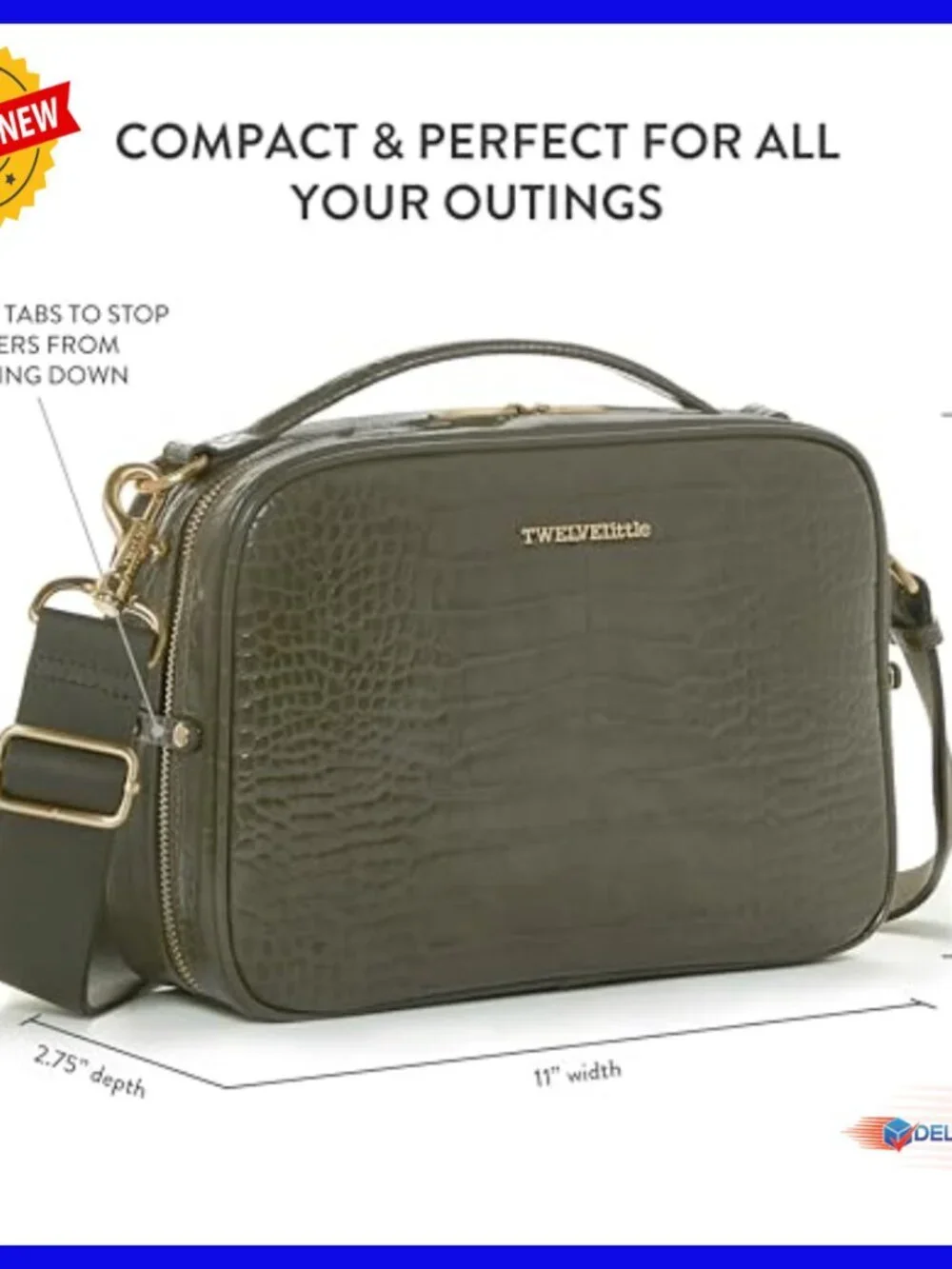 Vegan Leather Crossbody Diaper Clutch with Changing Pad & Organizer Pockets
